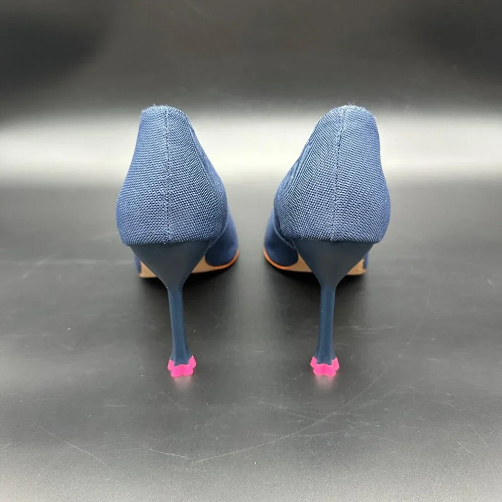 Claire Flowers Navy Blue Pointed Toe Heels Pumps Womens Size 7 Pointed Toe - Picture 5 of 14